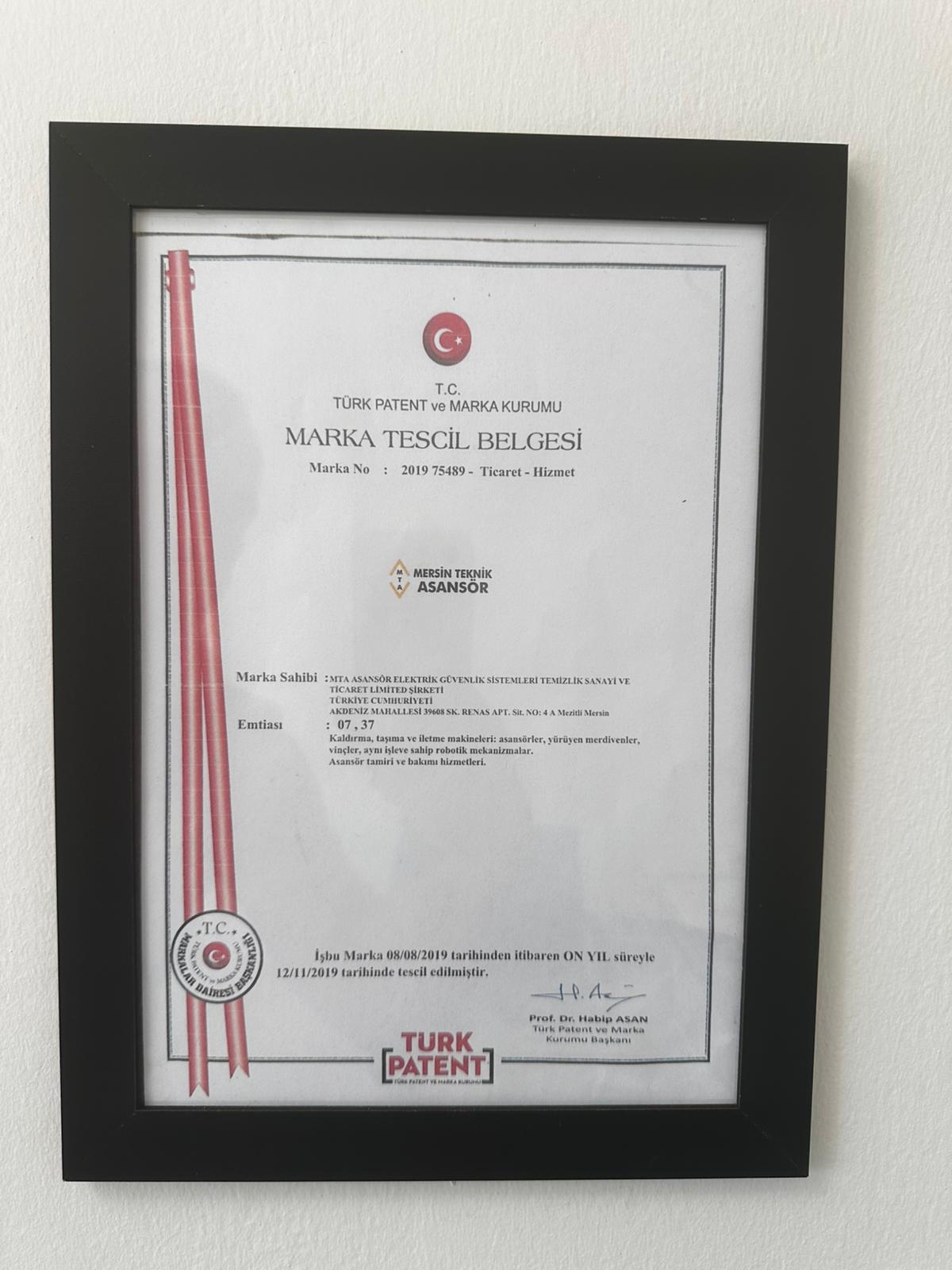 MARKA TESCİL BELGESİ