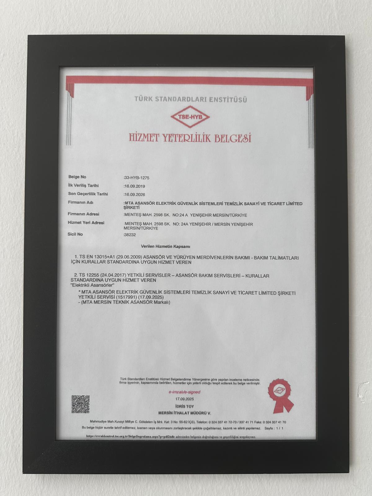 HİZMEY YETERLİLİK BELGESİ (HYB)